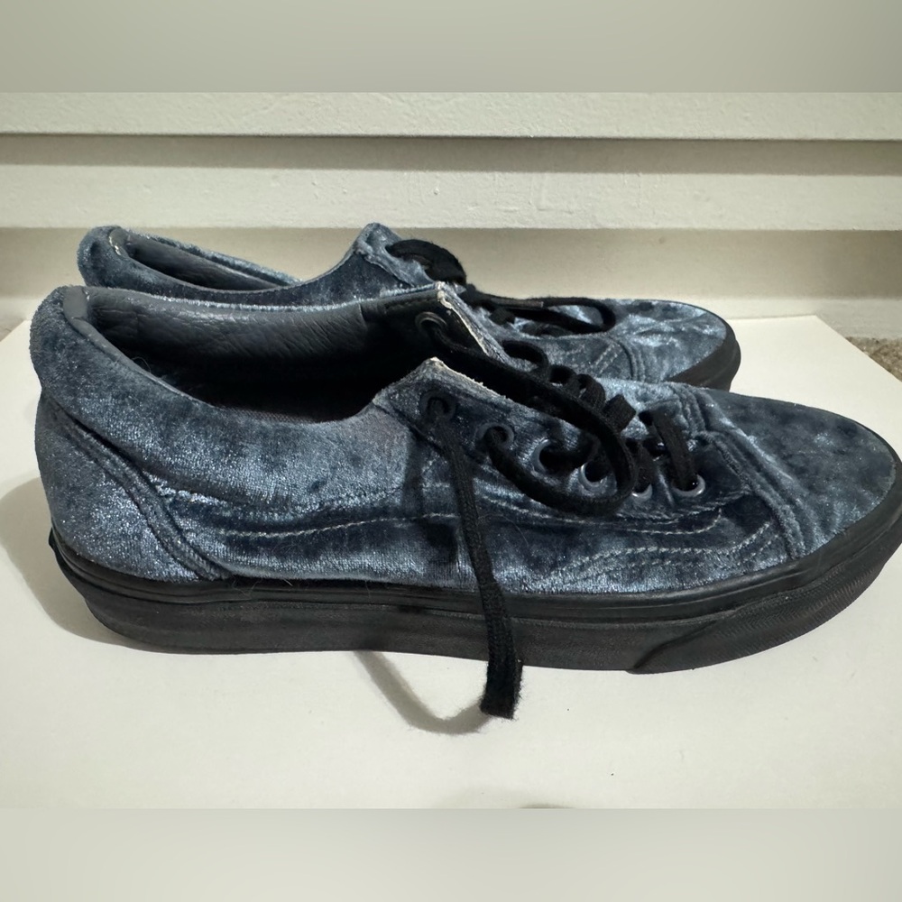 Grey/blue velvet Vans SIZE 7.0